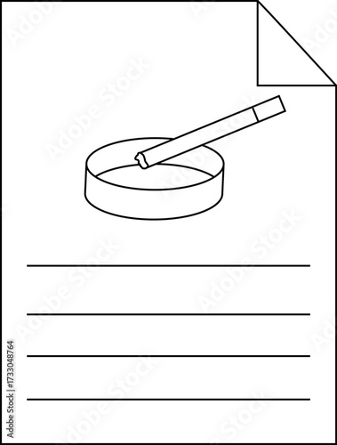 sketch of paper icon and cigarette ashtray icon