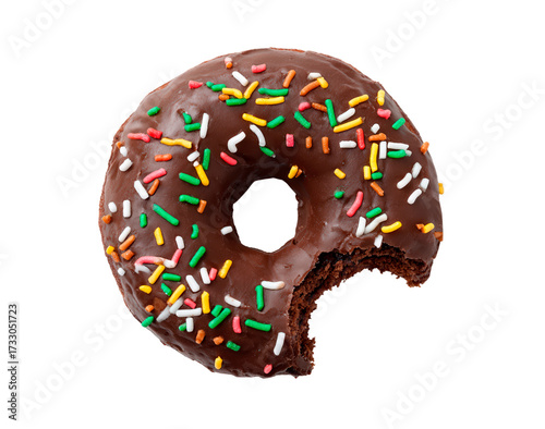 Wallpaper Mural Chocolate donut with sprinkles and bite on transparent background Torontodigital.ca