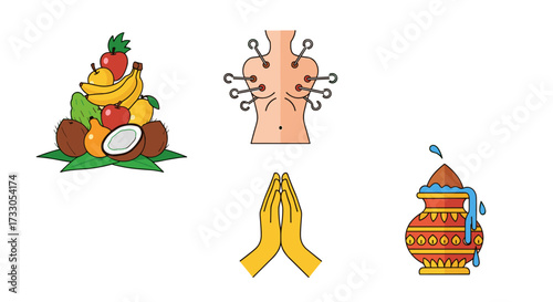 Indian religious icons: Thaipusam festival symbols and offerings