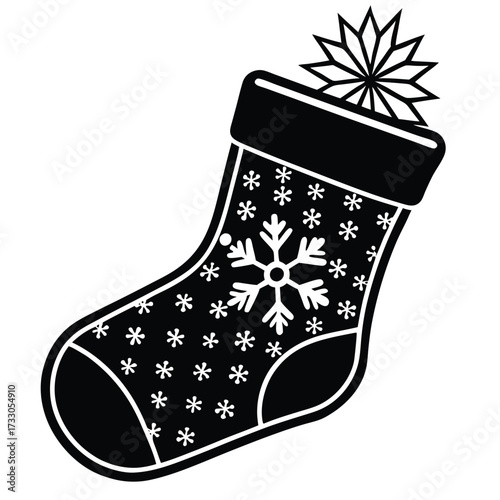 christmas stocking with snowflake pattern vector o (1).eps