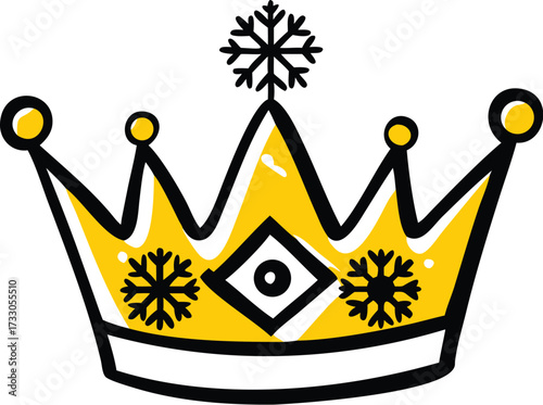 crown with snowflake gems winter theme on white ba.eps
