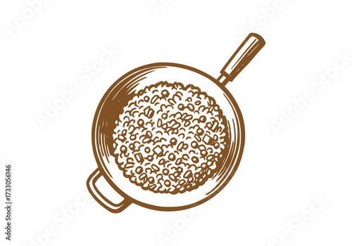 Fried Rice hand drawn sketch vector illustration