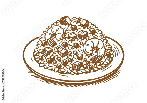 Fried Rice hand drawn sketch vector illustration