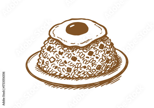 Fried Rice hand drawn sketch vector illustration