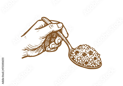 Fried Rice hand drawn sketch vector illustration