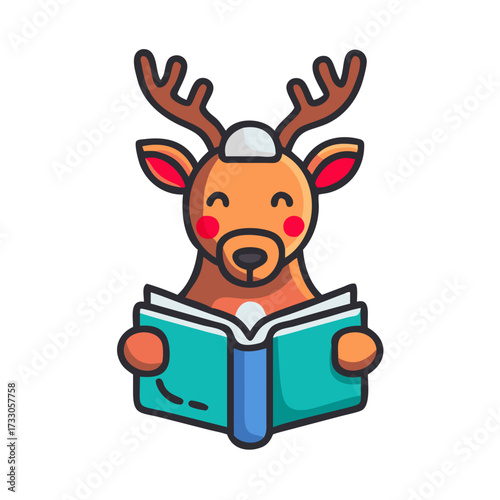 reindeer with book