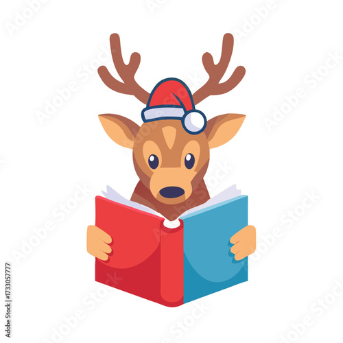 reindeer with book