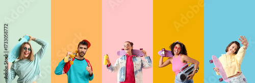 Set of different people wit...