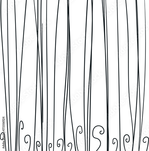 On the screen there are vertical lines with curls at the bottom.