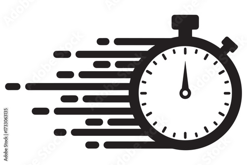 A stopwatch with motion lines indicating speed isolated on white background, symbolizing urgency, deadlines, and the swift passage of time vector illustration