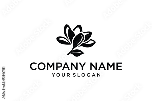 Lotus Flower Black Silhouette Vector.