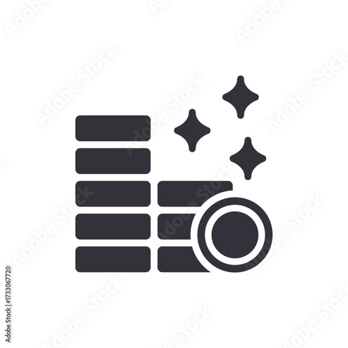 Stylized Coin Stack With Sparkling Effects For Finance Illustration