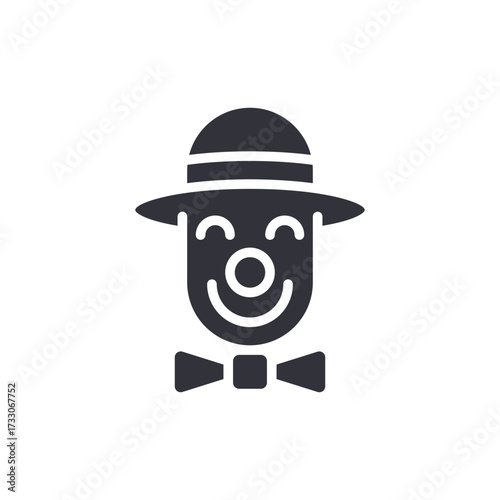 Whimsical Clown Illustration In Simplified Form With Bowtie And Hat
