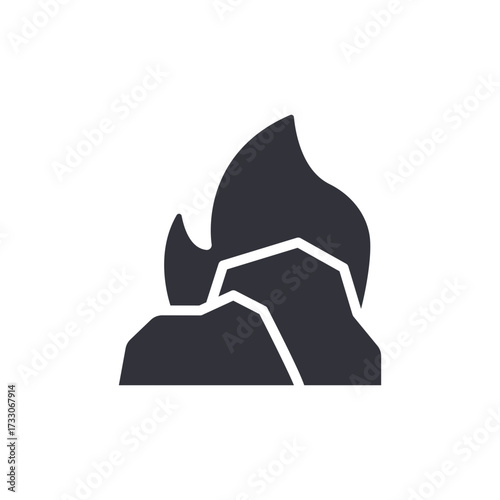 Simplified Volcanic Eruption Isolated Graphic Illustration Design