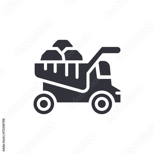 Stylized Dump Truck With Overloaded Payload On Transparent Backdrop