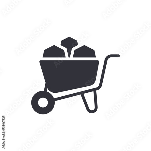 Stylized Wheelbarrow With Materials Flat Design Element Illustration