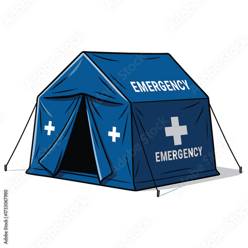 Vector Illustration of Emergency Tent with Cross Symbols in Modern Style for Safety and Medical Marketing