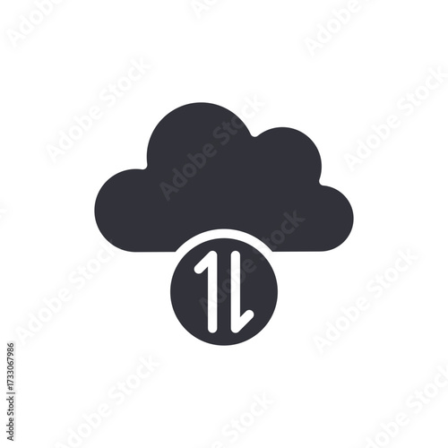 Cloud Storage With Arrows Symbolizing Upload And Download Process
