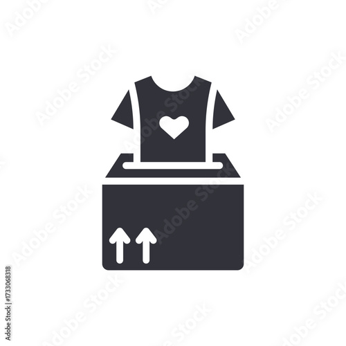 T Shirt Donation In A Box With Arrows Pointing Up Sign