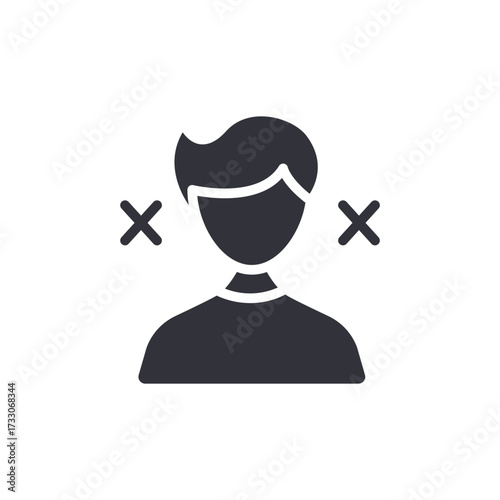 Person Silhouette with Crossed Marks Signifying Blocking or Exclusion