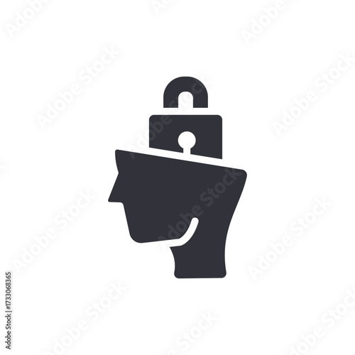 Mind Lockdown Concept In Profile Head Illustration Protection