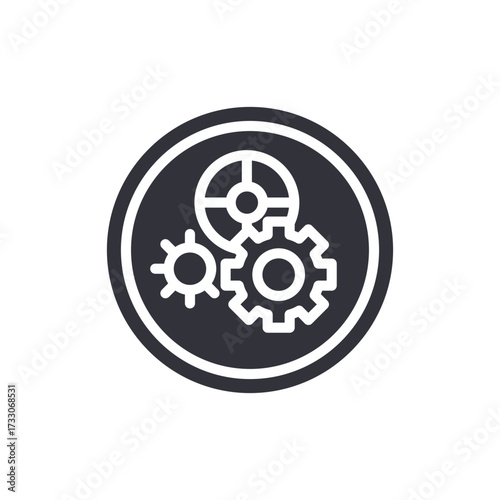 Mechanical Process Depiction Gears and Interlocking Components Graphic