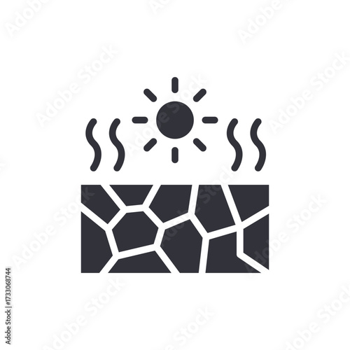 Parched Earth Under Scorching Sun Climate Change Illustration