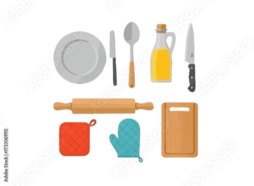 Household Kitchen Vector Illustration Set