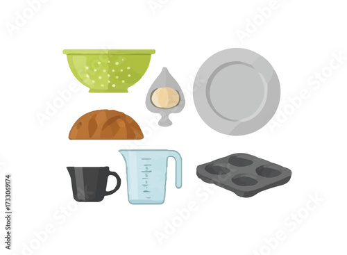 Vector Flat Kitchen Tools Set Modern Style