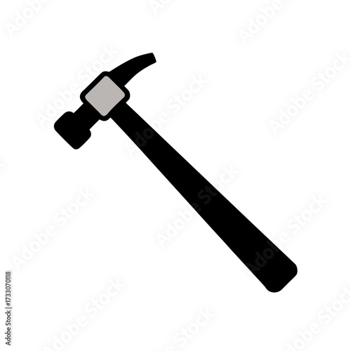 Illustration of a black hammer a gray head, a common tool used for construction repair