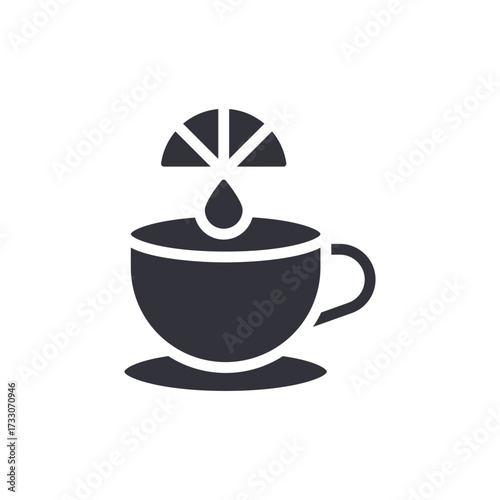 Minimalist Tea Infusion Icon Refreshing Drink With Lemon Slice