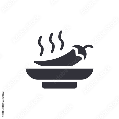 Steaming Chili Pepper On A Plate Symbolizing Spicy Cuisine Flavor