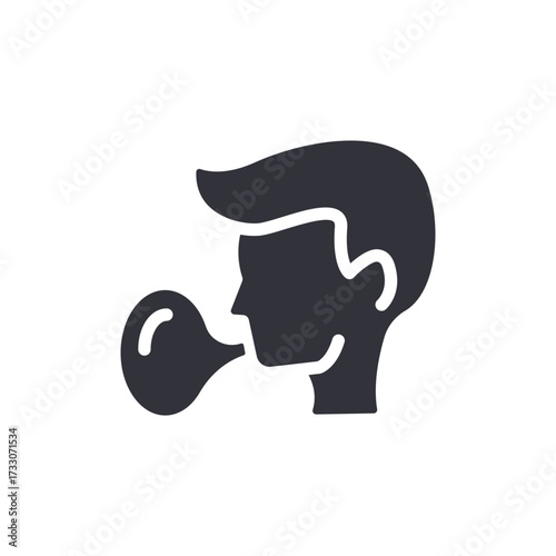Silhouette Of A Person Blowing A Bubble Gum Illustrated Design