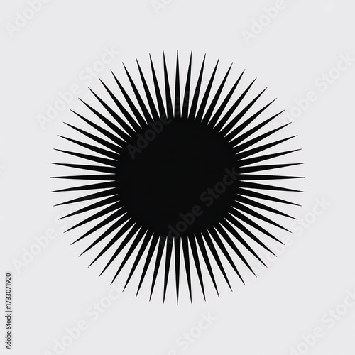 Black Abstract Sunburst or Starburst Shape on White Background vector illustration