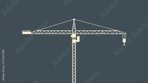Illustration of a construction crane against a dark background.