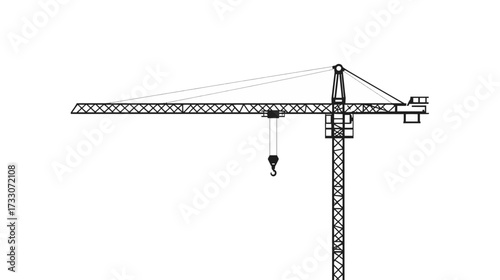 Line drawing of a construction crane against a white background.