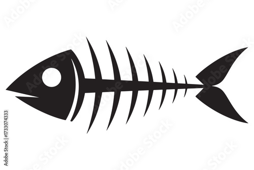 Fish skeleton isolated on white background, a stark reminder of mortality and the cycle of life, often used to represent death, decay, or a discarded resource vector illustration