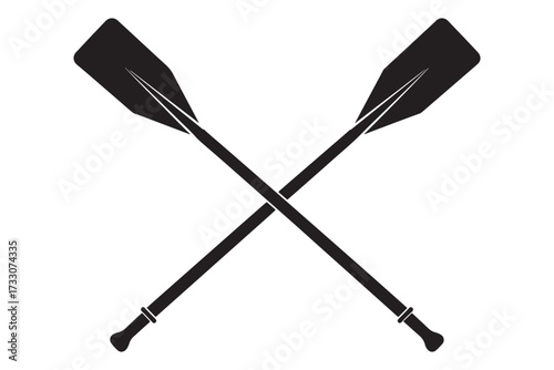 Crossed paddles isolated on white background, representing rowing, canoeing, kayaking, and water sports, symbolizing adventure, teamwork, and exploration in aquatic environments vector illustration