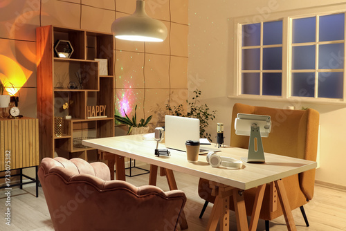 Home office interior with m...