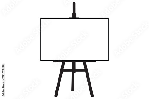 Blank canvas on an easel isolated on white background, commonly used for painting and drawing, providing a surface for artistic expression and creativity vector illustration