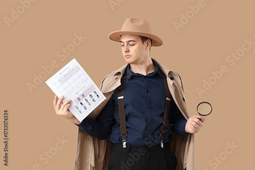Male detective with magnifi...