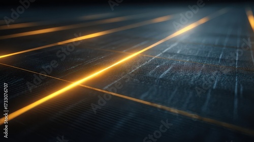 Dark textured surface with glowing orange lines solar panel