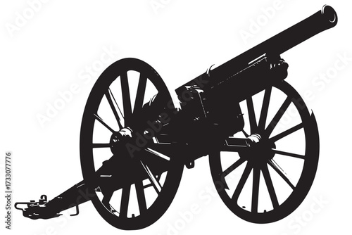 A vintage cannon isolated on white background, a symbol of historical warfare, power, and the echoes of battles fought long ago on distant fields vector illustration