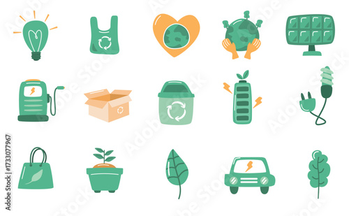 Sustainable Environment and Recycling Concept Collection