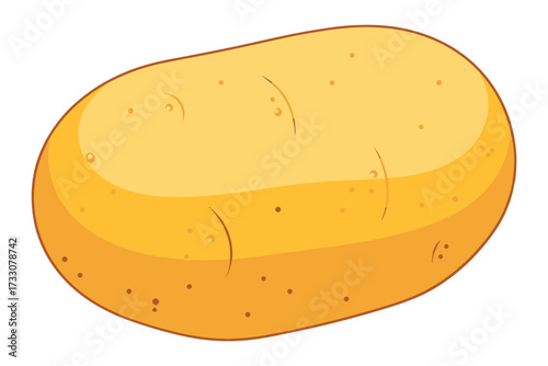 A yellow potato with brown spots and a smooth skin, isolated on white background, representing a common vegetable and food source vector illustration