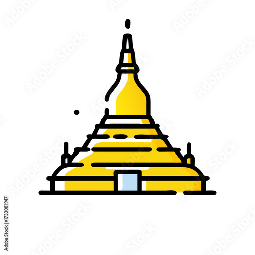 Golden Buddhist pagoda structure symbolizing peace and spirituality, perfect for travel and cultural themes