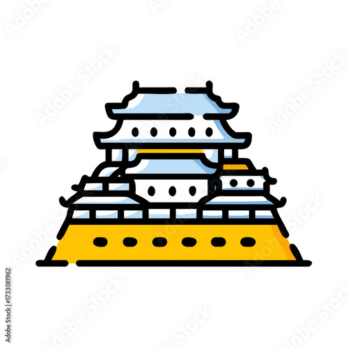 Captivating Japanese castle illustration evoking historical charm and architectural beauty for cultural projects