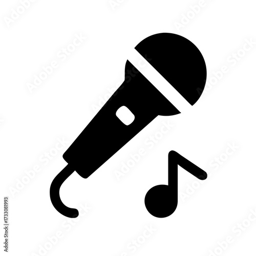 Dynamic microphone icon symbolizing vocal performance, singing, and musical creativity for entertainment and audio projects
