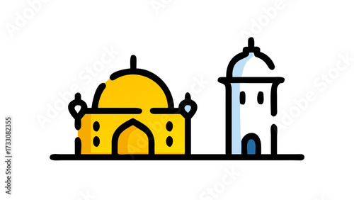 Iconic golden dome structure and minaret evoking cultural heritage and architectural splendor for travel and historical themes