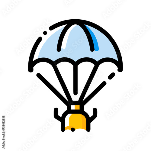 Dynamic parachute descent symbolizing adventure, freedom, and thrilling exploration opportunities for extreme sports enthusiasts and travel brands.